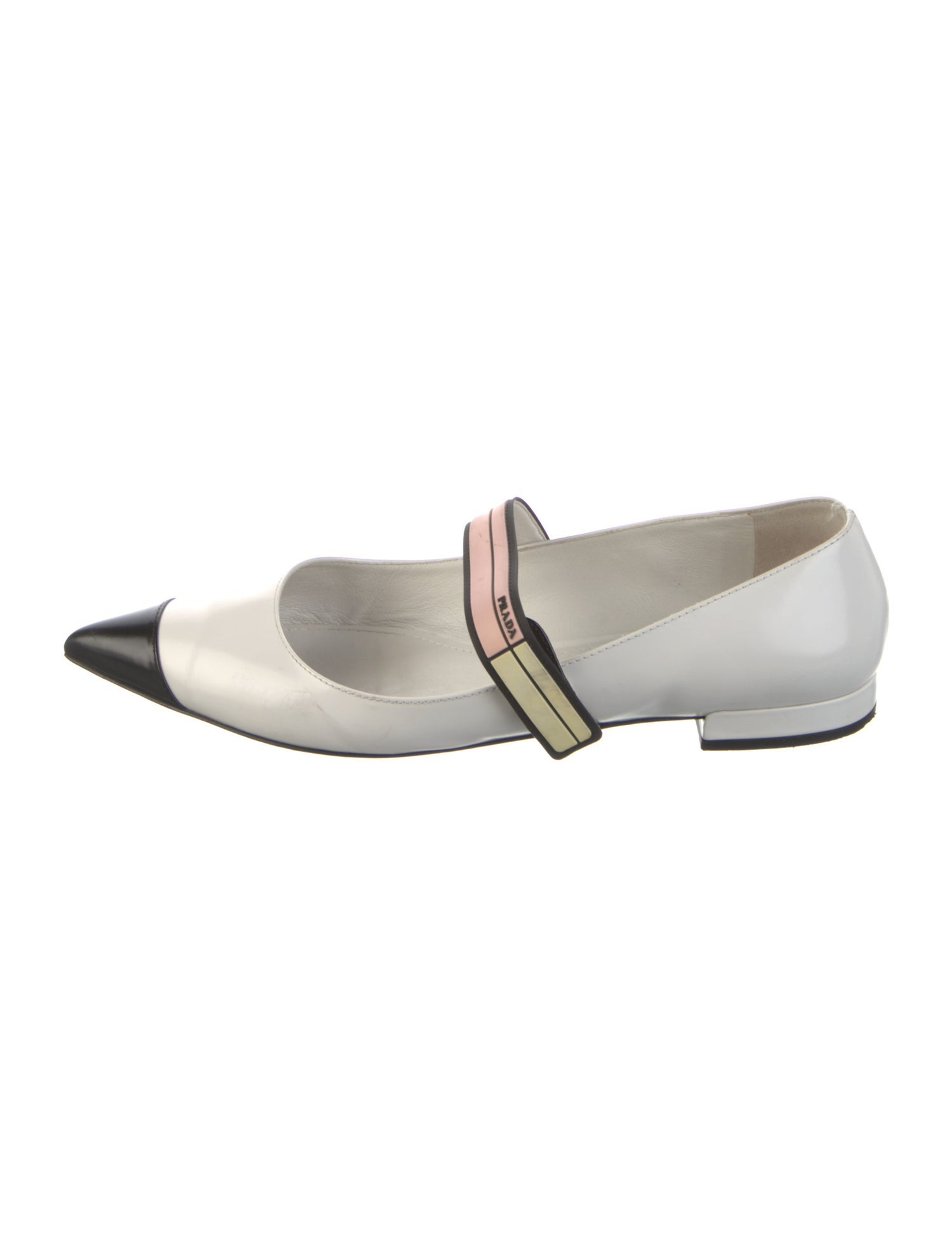 Prada Leather Colorblock Pattern Mary Jane Flats