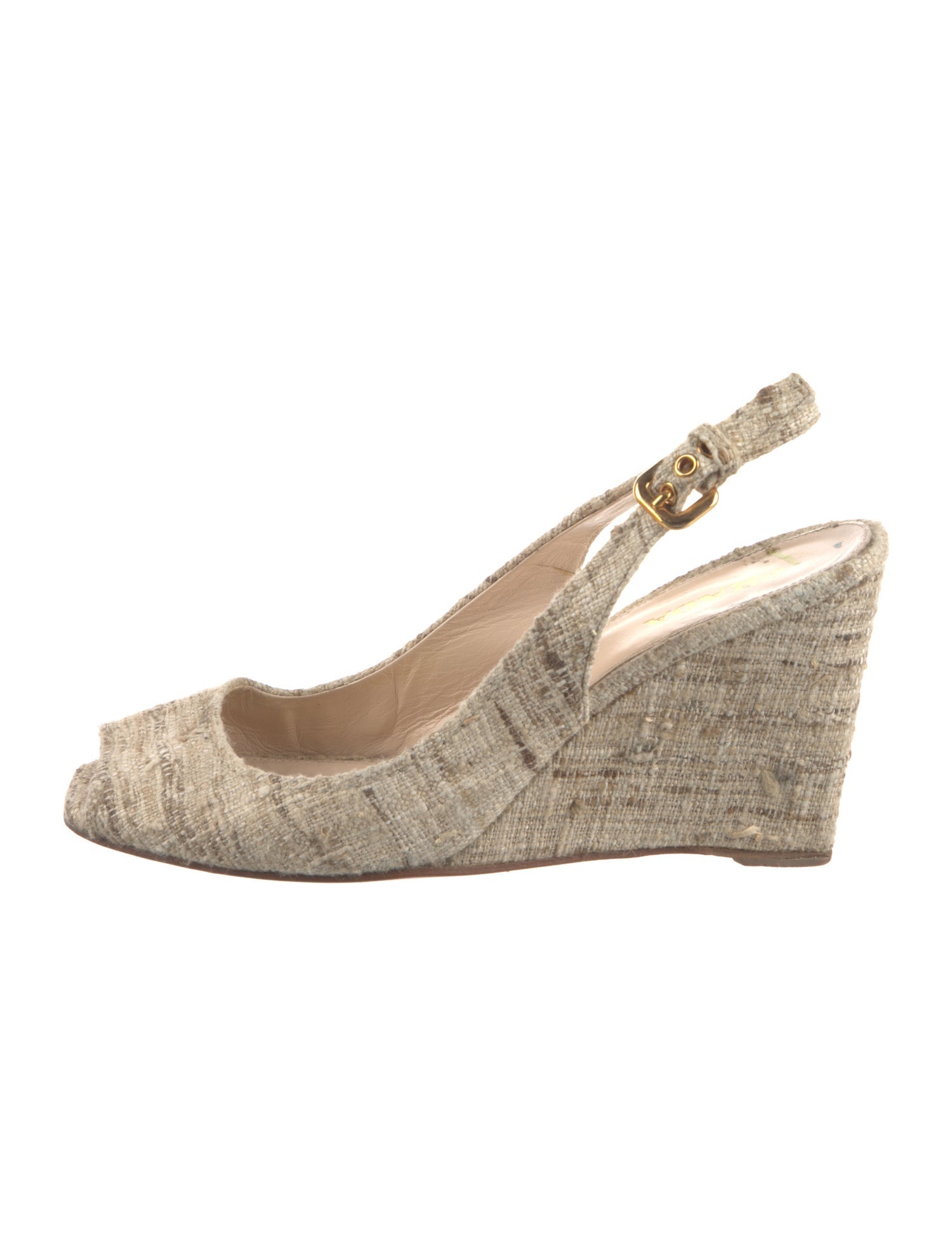 Prada Tweed Slingback Sandals
