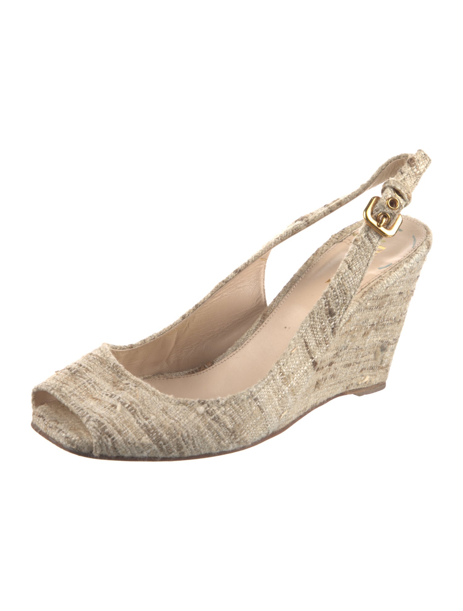 Prada Tweed Slingback Sandals