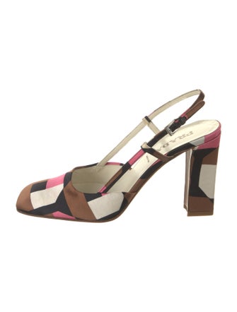 Prada Satin Printed Slingback Pumps