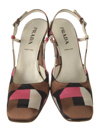 Prada Satin Printed Slingback Pumps