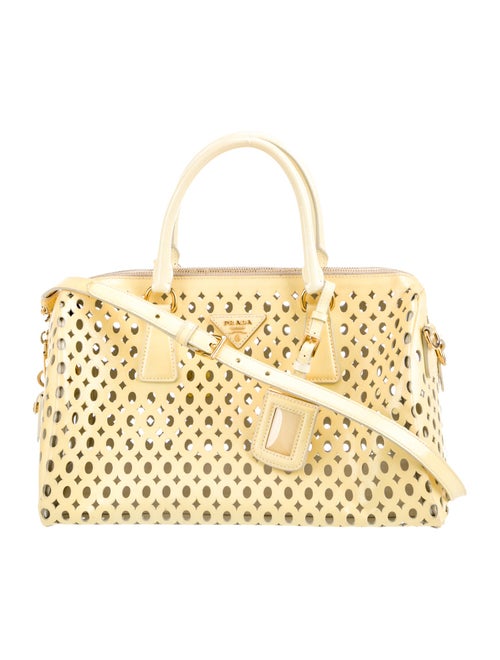 Prada Saffiano Vernice Fori Top Handle Bag