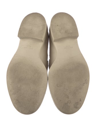 Prada Enameled Metal Triangle Patent Leather Oxfords