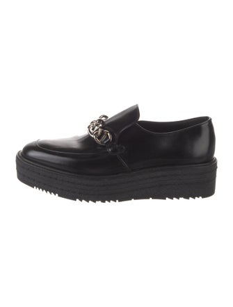 Prada Leather Chain-Link Accents Loafers