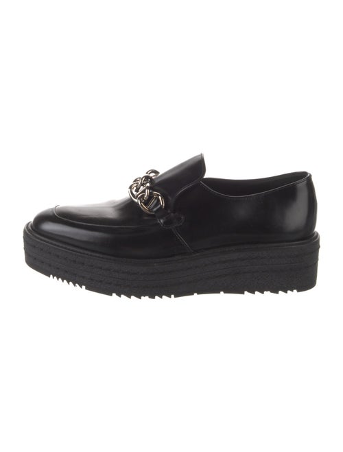 Prada Leather Chain-Link Accents Loafers