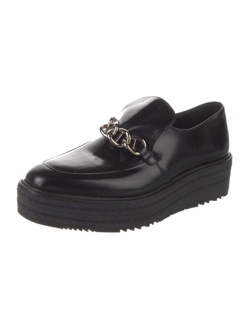 Prada Leather Chain-Link Accents Loafers