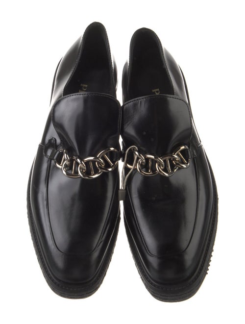 Prada Leather Chain-Link Accents Loafers