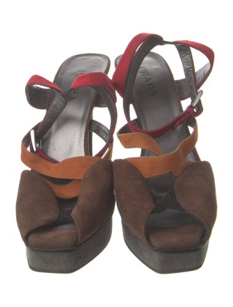 Prada Suede Colorblock Pattern Sandals