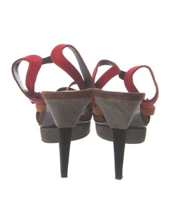Prada Suede Colorblock Pattern Sandals