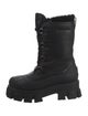 Prada Leather Fur Trim Combat Boots