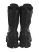 Prada Leather Fur Trim Combat Boots