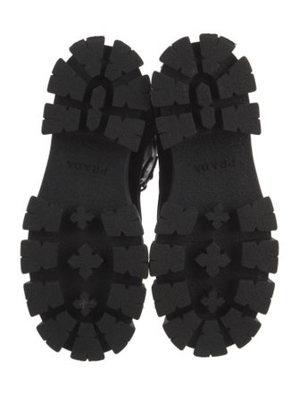 Prada Leather Fur Trim Combat Boots