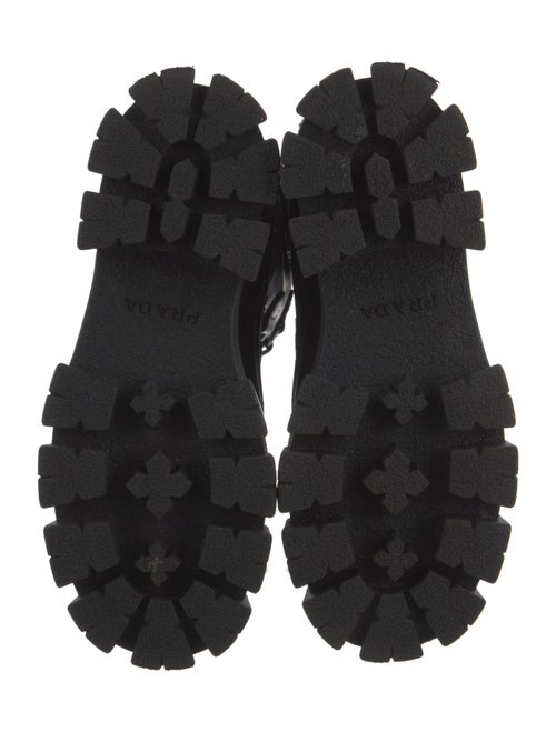 Prada Leather Fur Trim Combat Boots