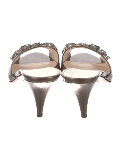 Prada Patent Leather Crystal Embellishments Slides