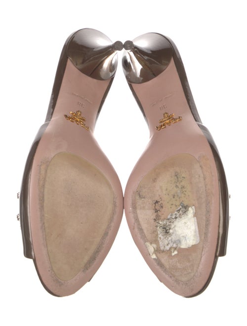 Prada Patent Leather Crystal Embellishments Slides