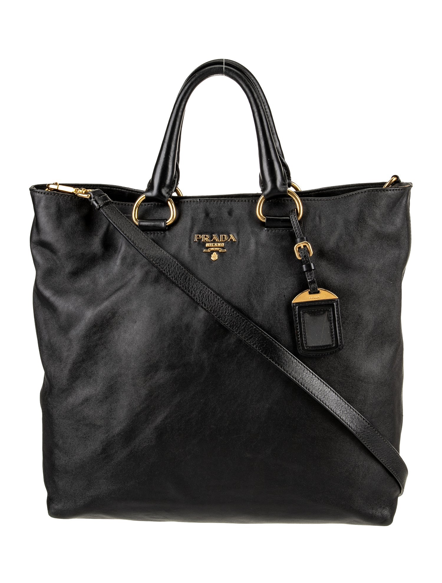 Prada Enameled Metal Triangle Top Handle Bag