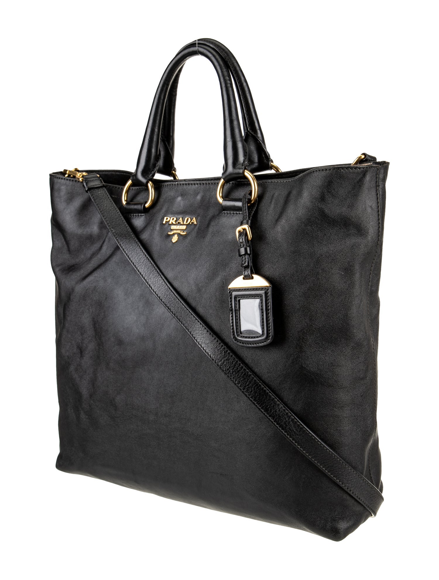 Prada Enameled Metal Triangle Top Handle Bag