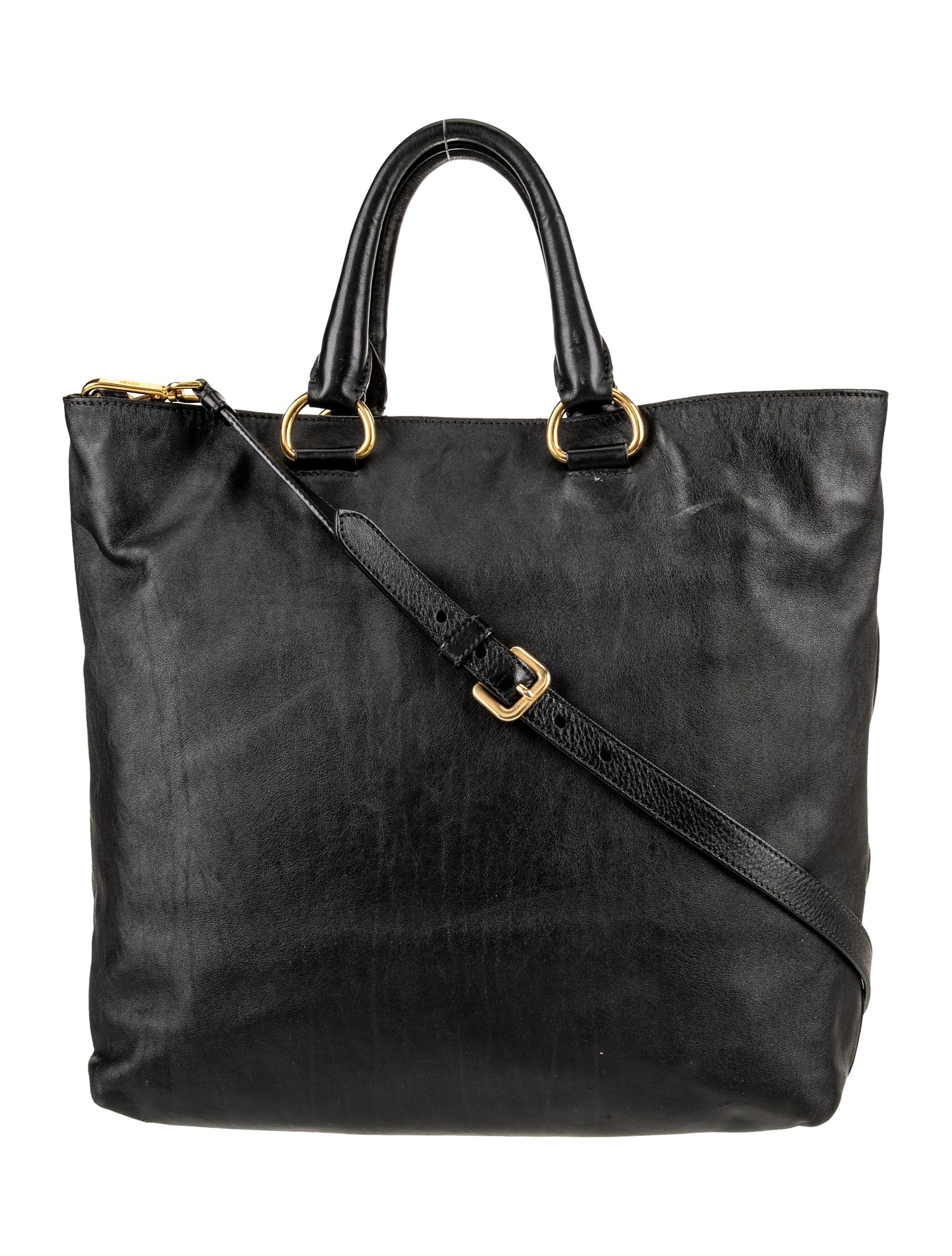 Prada Enameled Metal Triangle Top Handle Bag