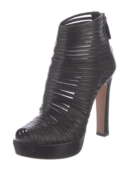 Prada Leather Mesh Accents Boots