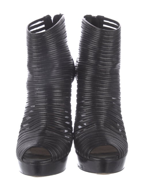 Prada Leather Mesh Accents Boots