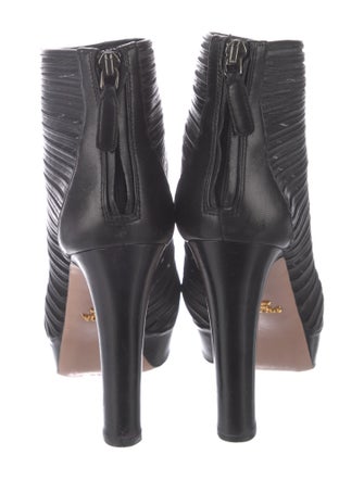 Prada Leather Mesh Accents Boots