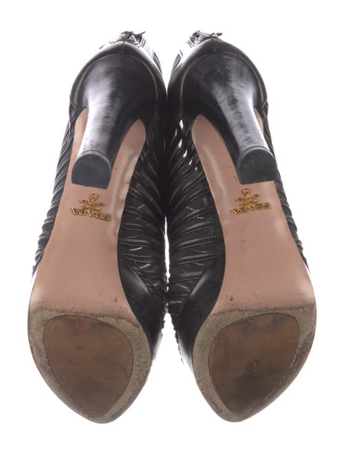 Prada Leather Mesh Accents Boots