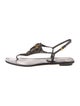 Prada Leather Crystal Embellishments T-Strap Sandals