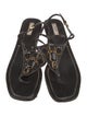 Prada Leather Crystal Embellishments T-Strap Sandals