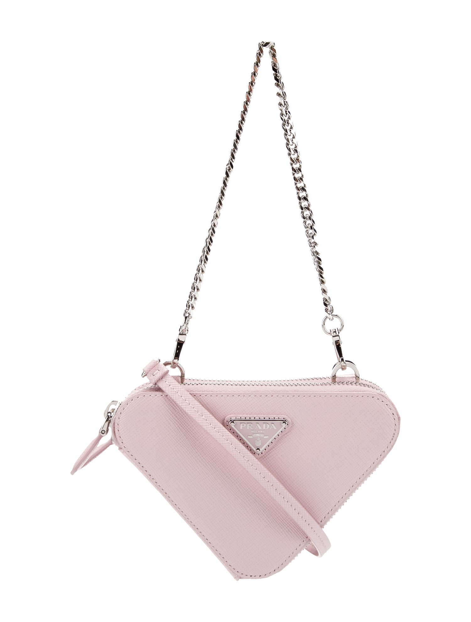 Prada Enameled Metal Triangle Triangle Mini