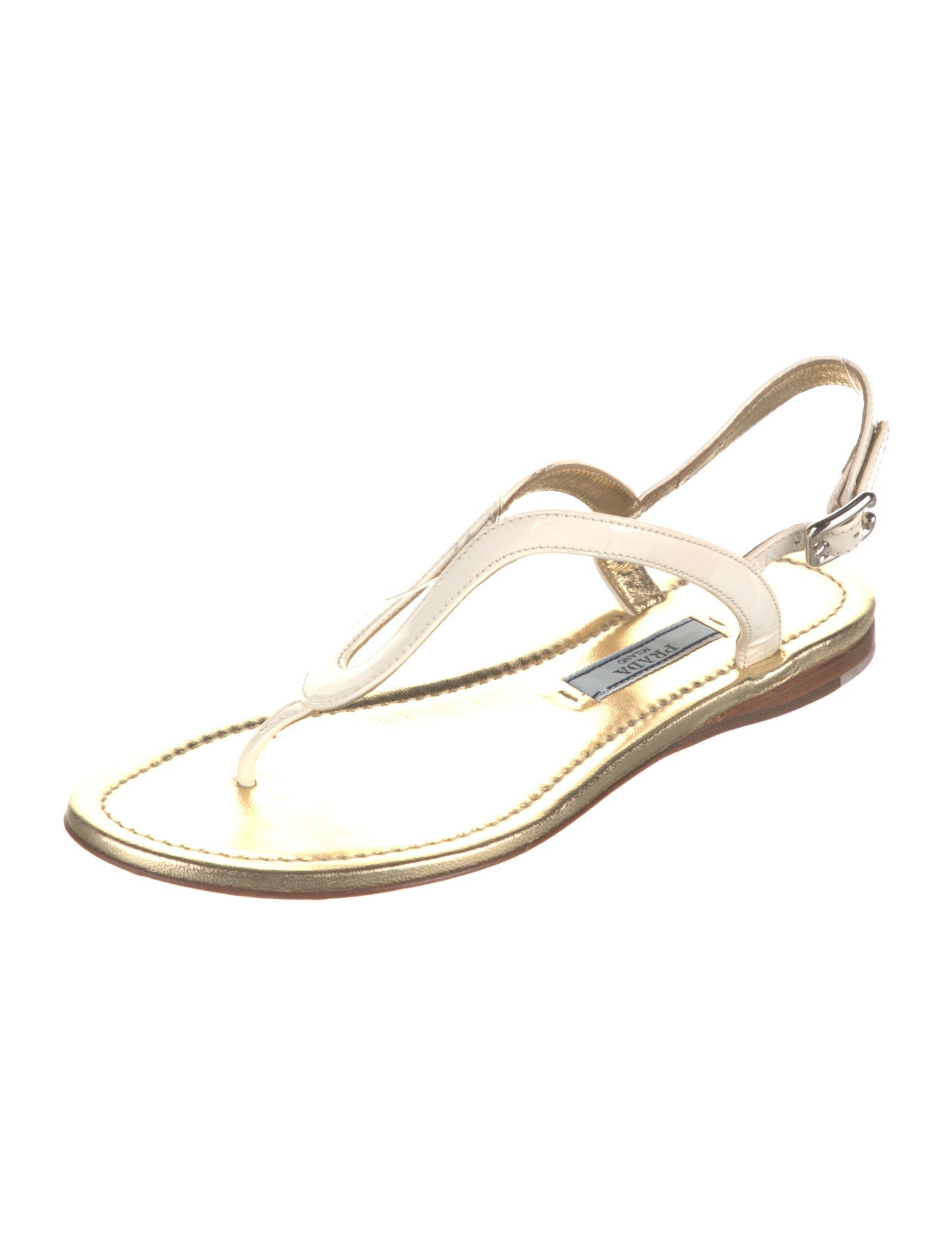 Prada Patent Leather T-Strap Sandals