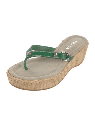 Prada Leather Studded Accents Espadrilles