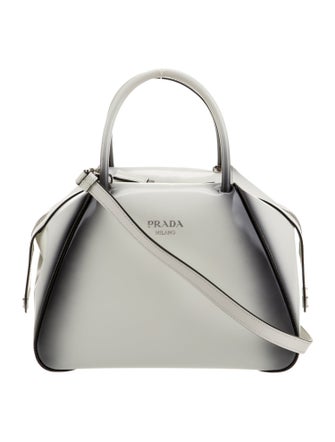 Prada Enameled Metal Triangle Top Handle Bag