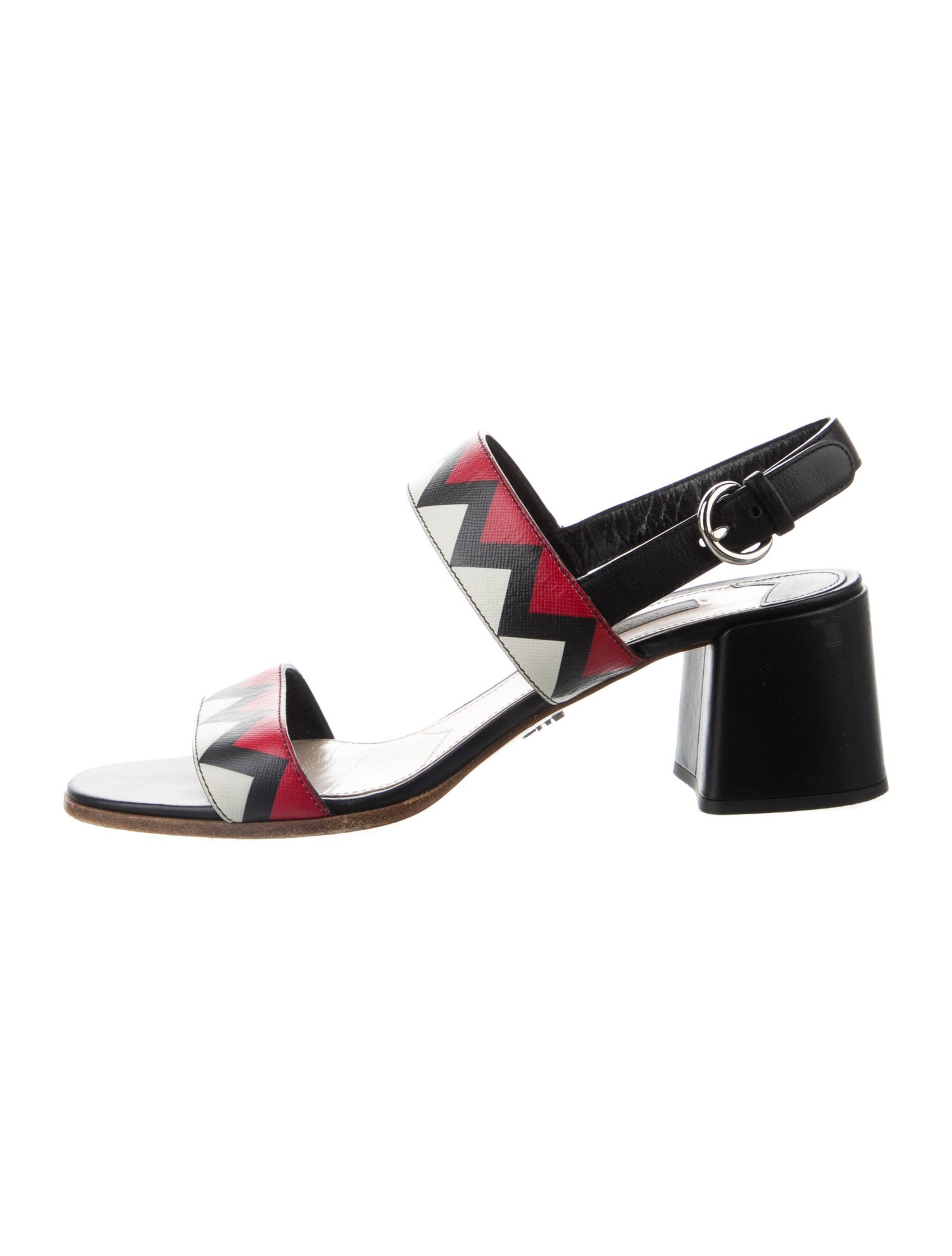 Prada Leather Printed Slingback Sandals