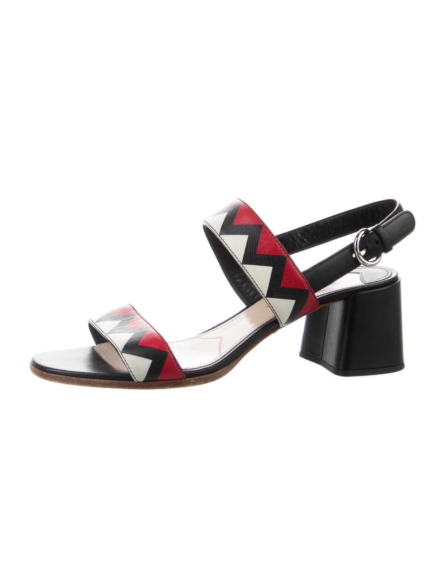 Prada Leather Printed Slingback Sandals