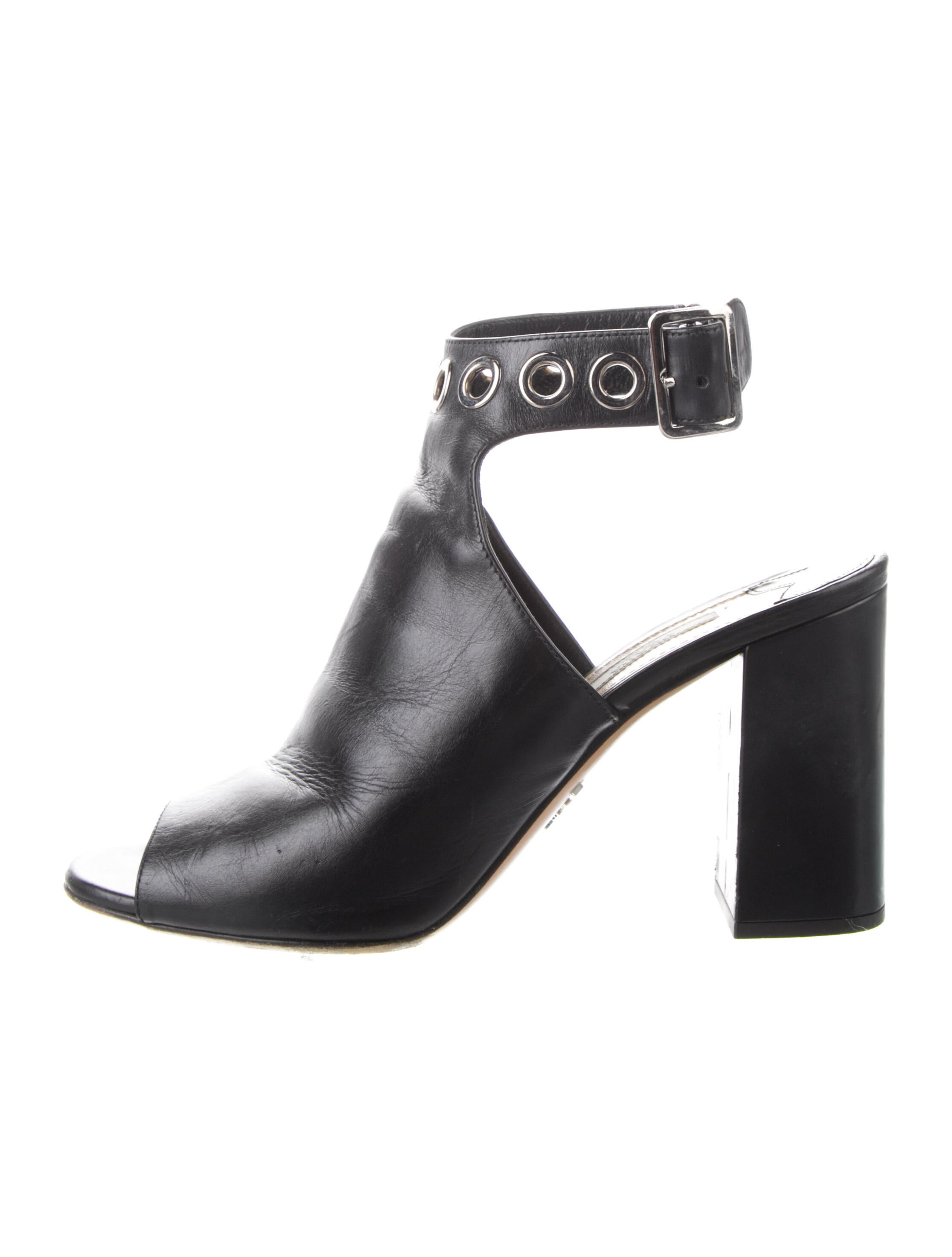 Prada Leather Lasercut Accents Mules