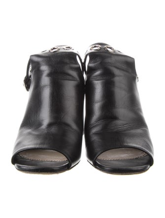 Prada Leather Lasercut Accents Mules