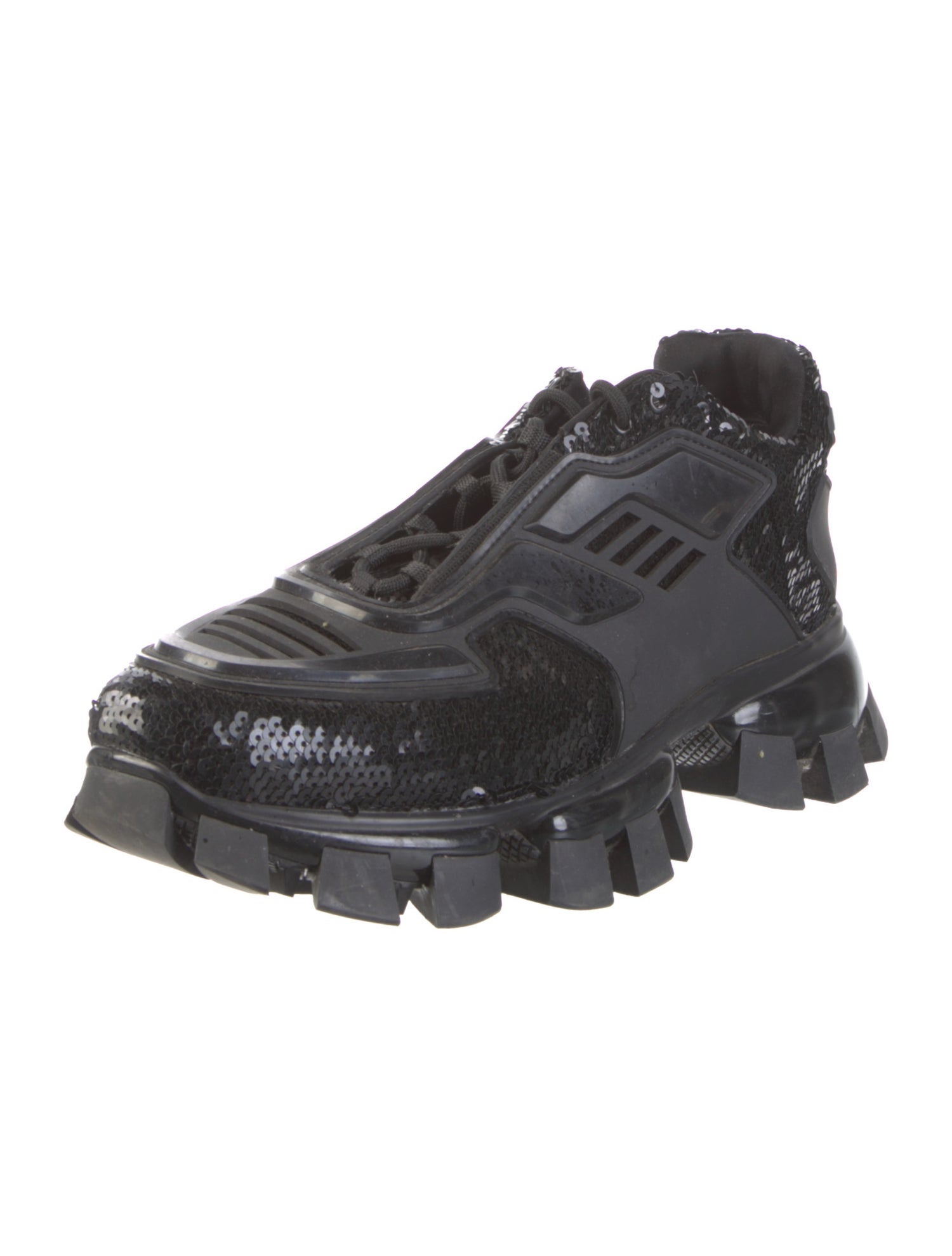 Prada Printed Sequin Embellishments Chunky Sneakers