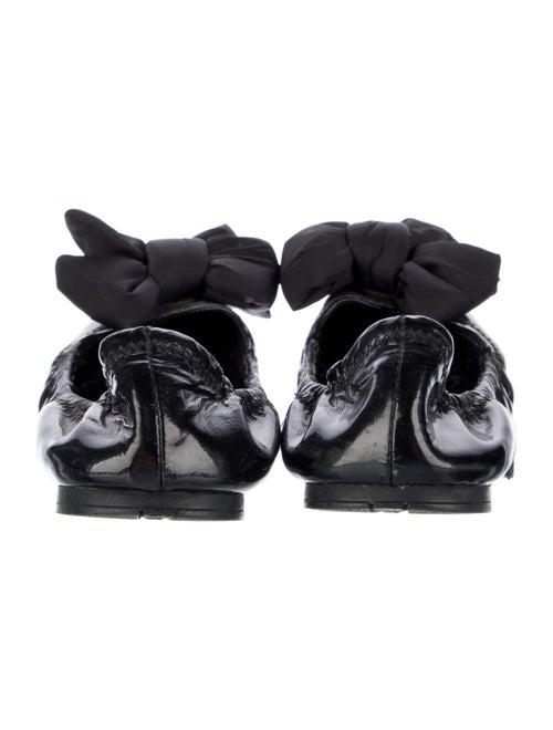 Prada Patent Leather Bow Accents Ballet Flats