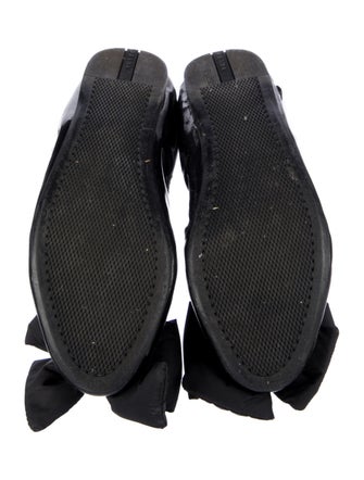 Prada Patent Leather Bow Accents Ballet Flats