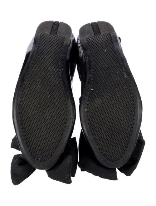 Prada Patent Leather Bow Accents Ballet Flats