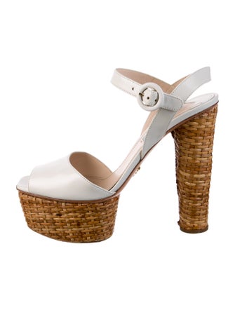 Prada Leather Colorblock Pattern Sandals