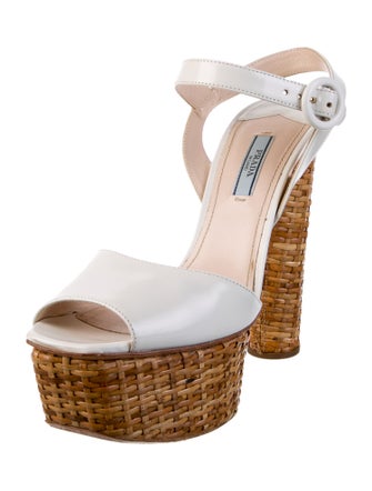 Prada Leather Colorblock Pattern Sandals