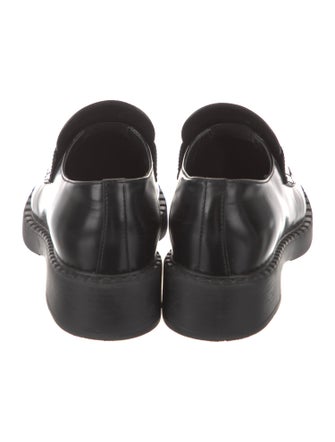 Prada Enameled Metal Triangle Leather Oxfords