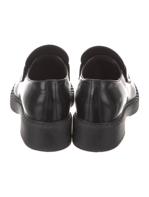 Prada Enameled Metal Triangle Leather Oxfords