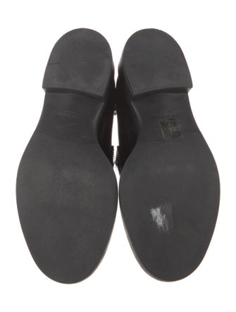 Prada Enameled Metal Triangle Leather Oxfords