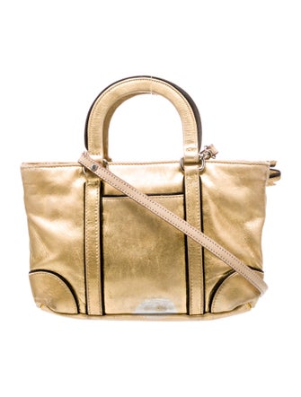 Prada Enameled Metal Triangle Top Handle Bag