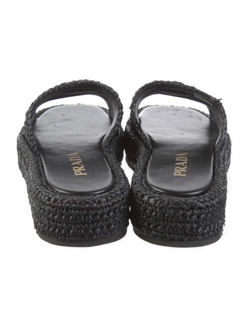 Prada Enameled Metal Triangle Raffia Espadrilles