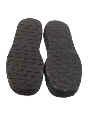 Prada Enameled Metal Triangle Raffia Espadrilles