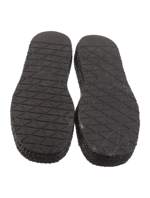 Prada Enameled Metal Triangle Raffia Espadrilles