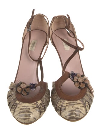 Prada Lizard Animal Print T-Strap Pumps